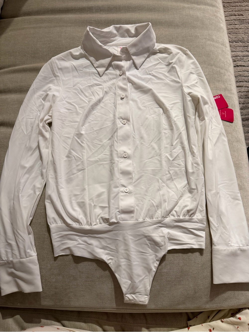 Commando White Stretch Bodysuit with Button Front